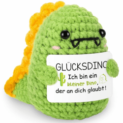 HUKUMA Positive Geschenke Dino Kuscheltier,Gehäkeltes Emotional Support Geschenk,Positives Dinosaurier,Stress Relief Gifts,Positive Crochet Animals,Pocket Hug Dinosaur Support Mental Health Grün Dino Angebot bei HelloDeals