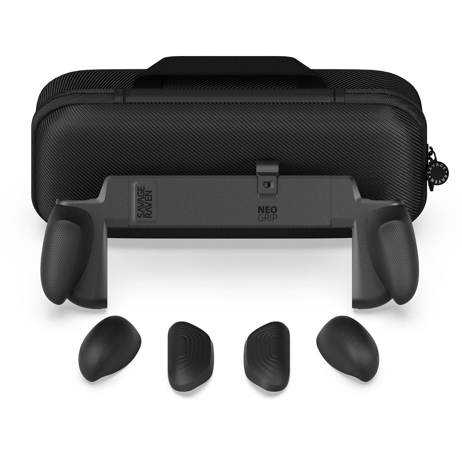 by Skull & Co. NeoGrip Bundle for Nintendo Switch 2: An Ergonomic Grip Hard Shell Handheld Case with Replaceable Grips [to fit All Hands Sizes] [with Carrying Case]- Black Angebot bei HelloDeals