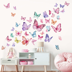 wondever Wandtattoo Aquarell Schmetterlinge Rosa Wandaufkleber Bunt Schmetterling Mädchen Wandsticker Wanddeko für Mädchenzimmer Kinderzimmer Babyzimmer Angebot bei HelloDeals