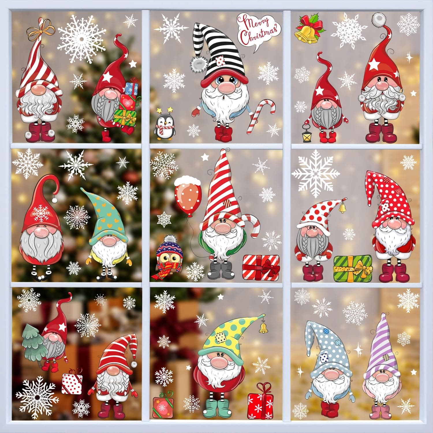 261 Fensterbilder Weihnachten Selbstklebend, SILARLAIT 10 Stück Fenstersticker Weihnachten Statisch & Doppelseitige & Wiederverwendbare, Weihnachten Fensteraufkleber Fensterdeko Weihnachtendeko Gnome Angebot bei HelloDeals
