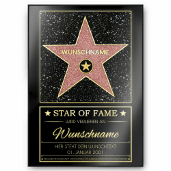 Personalisierte Urkunde Hollywood Stern Walk of Fame personalisiertes Geschenk Wanddeko Dekoration Geburtstag Geschenk für Männer Frauen Anerkennung Wertschätzung Andenken Angebot bei HelloDeals