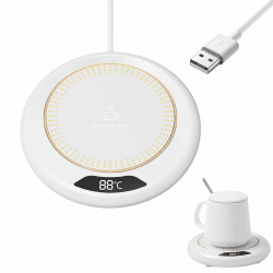 Tassenwärmer, Kerzenwärmer mit 3 Temperatureinstellungen, Elektrischer Kaffeewärmer, USB Getränkewärmer, Teewärmer, Schreibtisch Tassenwärmer, Abschaltautomatik, Becherwärmer für Büro/Haushalt (Weiß) Angebot bei HelloDeals
