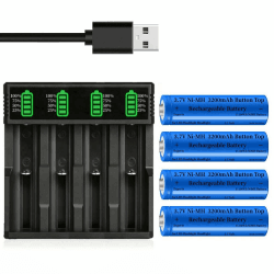 18650 Akku Ladegerät mit 4 Pack 3,7V 3200mAh Akku Button Top NI-MH, 4-Soll LCD Smart Schnell Aufladen USB Batterieladegerät für 10440 14500 16340 18650 26650 Li-ion Wiederaufladbarer Akkus Button Top Batterie Angebot bei HelloDeals