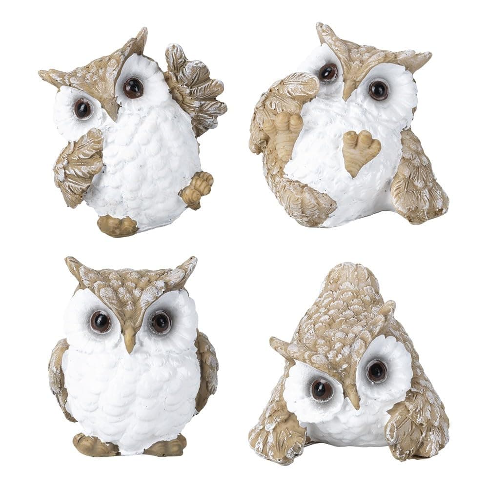 Ideen mit Herz Deko-Figuren | Eulen | Verschiedene Größen | Dekoration für für Wohnzimmer, Schlafzimmer oder Büro | 4 Stück Angebot bei HelloDeals