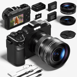 Digitalekamera, 5K 64MP Fotokamera mit WiFi, 64GB Karte, Autofokus, Selfie 3-Zoll LCD-Bildschirm, kompakte Vlogging-Kamera für YouTube, Weitwinkel- & Makroobjektiv für Anfänger und Erwachsene black Angebot bei HelloDeals