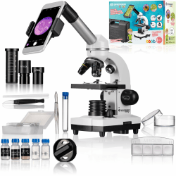 Bresser Biolux SEL Schülermikroskop Set mit Beleuchtung, Smartphoneadapter, Hartschalenkoffer, einem Experimentierset und viel Zubehör Weiß Angebot bei HelloDeals