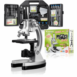 Bresser junior Einsteiger Mikroskop-Set Biotar 300x-1200x für Kinder mit batteriebetriebener Beleuchtung und reichhaltigem Zubehörpaket, inklusive Transportkoffer Angebot bei HelloDeals