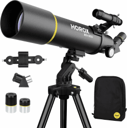 Teleskop 80mm Öffnung 500mm Refraktor Teleskop für Erwachsene, Teleskop für Kinder Anfänger w. Pro Stativ Telefon Adapter, tragbarer Teleskop Rucksack Black Angebot bei HelloDeals
