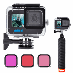wasserdichte Schutzhülle für GoPro Hero 9/10/11/12, Unterwasser Schwimmender Handgriff Kompatibel mit GoPro 9/10/11/12 Angebot bei HelloDeals