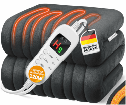 KESSER® Heizdecke aus Plüsch 180x130cm Grau TÜV SÜD GS geprüft | elektrische Wärmedecke mit Timer Abschaltautomatik | Kuscheldecke Decke | 7 Temperaturstufen | waschbar bis 40°C | Digitalanzeige 180 x 130 cm Anthrazit Angebot bei HelloDeals
