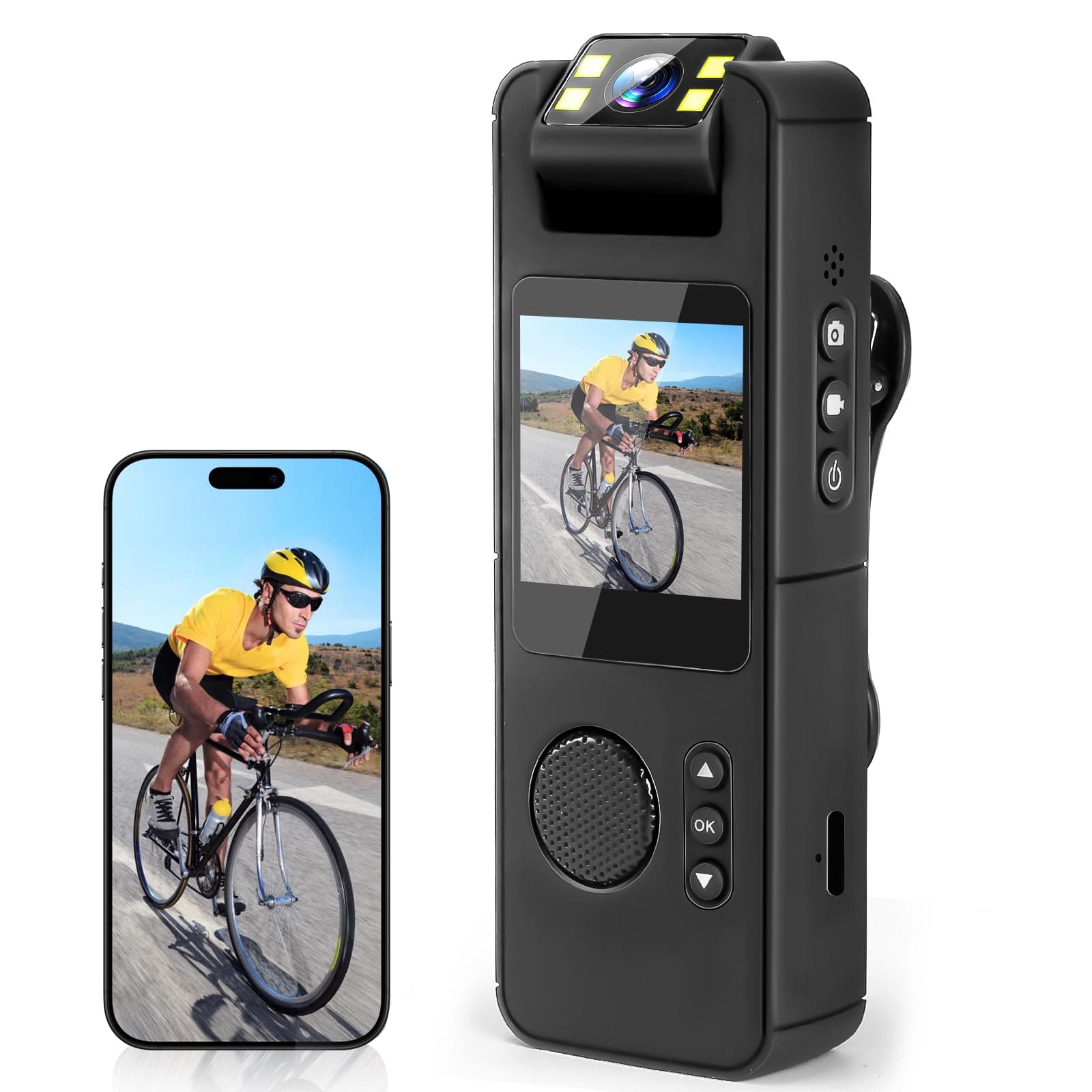 Bodycam, HD 1080P Kleine Kamera mit 128GB Speicherkarte, WLAN Mini Kamera Audio Video Aufzeichnung Tragbare Mini Überwachungskamera mit Nachtsicht für Sicherheit, Wache Angebot bei HelloDeals