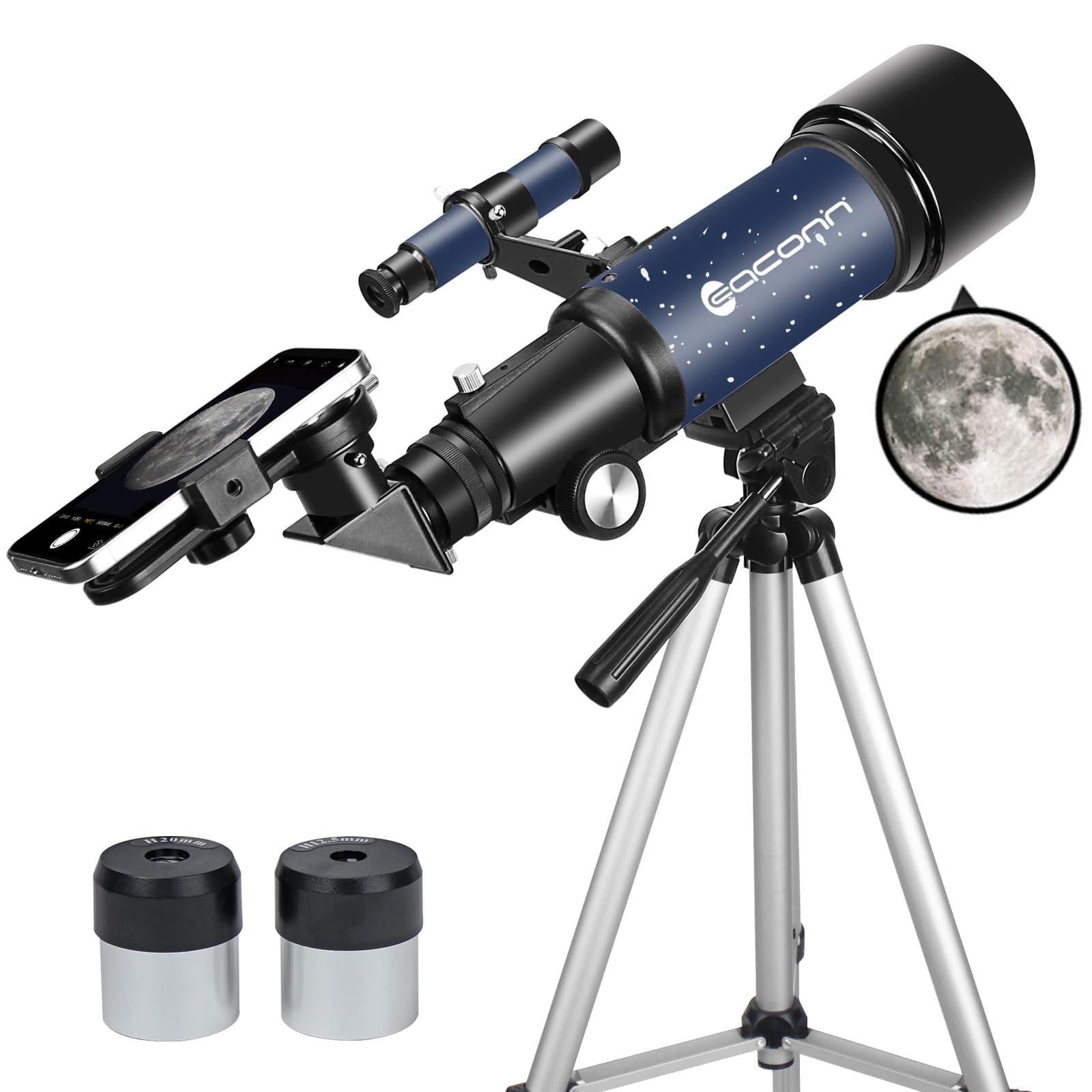 Teleskop für Erwachsene Anfänger, 70mm Aperture 400mm AZ Mount Voll Multi-Coated Optics Refraktor Tragbare Teleskope, Reiseteleskop mit Stativ und Telefon Adapter-Blau Blue Angebot bei HelloDeals