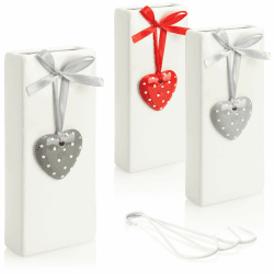 com-four® 3x Luftbefeuchter Heizung - Heizkörper Luftbefeuchter in weiß - Heizung Wasserverdunster aus Keramik mit Herz-Deko (3 Stück - Deko Herzen) Angebot bei HelloDeals