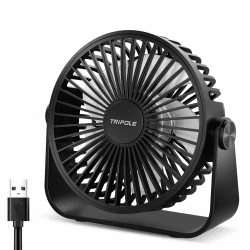 TriPole USB-Schreibtischventilator, 3 Geschwindigkeiten, verstellbar, starker Wind, Tischventilator, 360° Kopf drehbar, 1,5 m Kabel, persönlicher Desktop-Ventilator, 11,4 cm, tragbarer Mini-Ventilator Schwarz Angebot bei HelloDeals