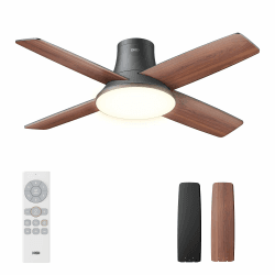 Dreo Deckenventilator mit Licht und Fernbedienung, 44 Zoll, flach in Schwarz, umkehrbar, 5 Klingen, 6 stufig dimmbar, 6 Geschwindigkeiten, leise, mit Timer, einfache Montage für Schlafzimmer Angebot bei HelloDeals