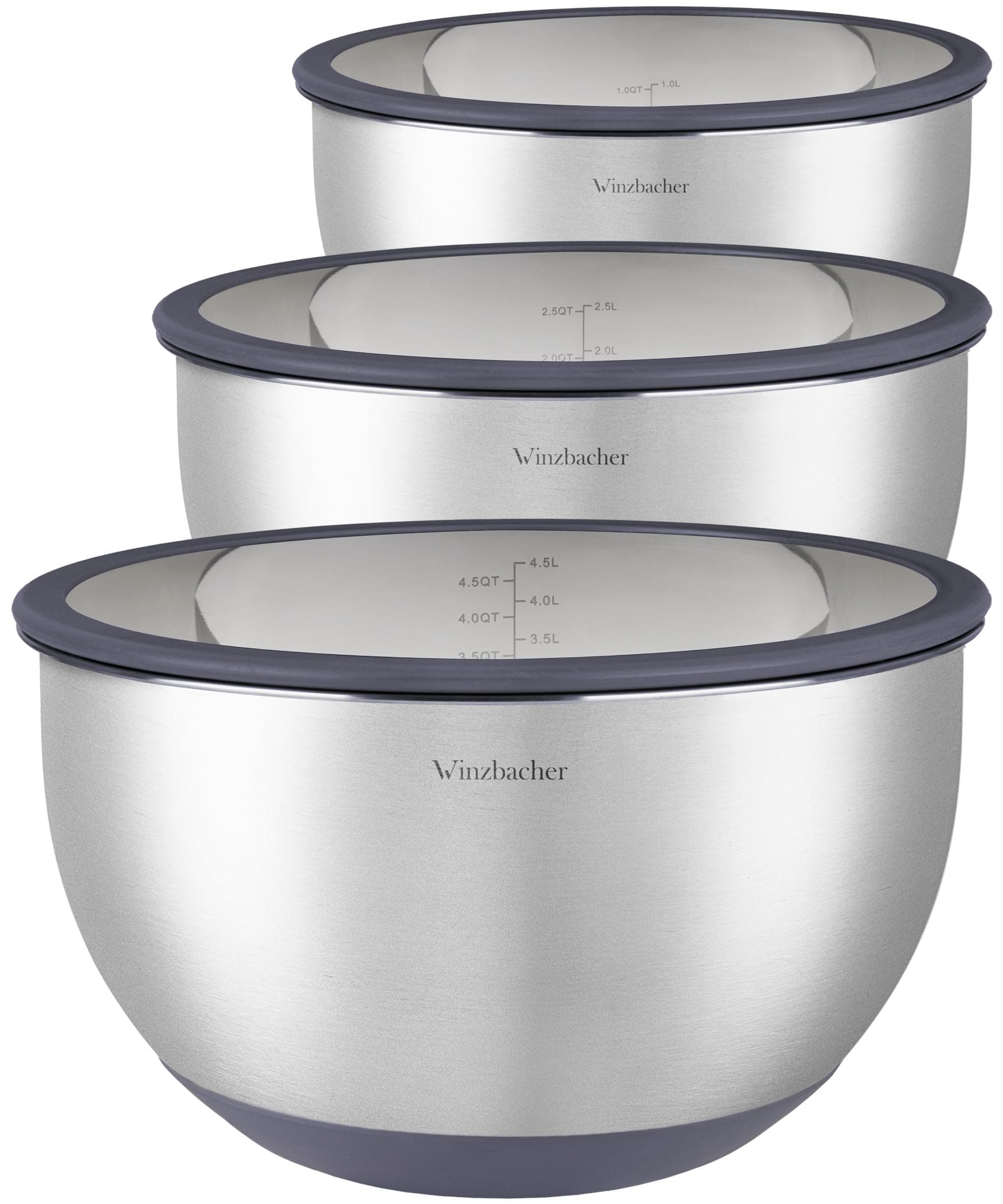 Edelstahl Schüssel mit GLAS-Deckel [3er Set] 1l + 2.5l + 4.5l | Rührschüssel, Salatschüssel, Schüsselset, | rutschfest | stapelbar | Spülmaschinenfest Angebot bei HelloDeals