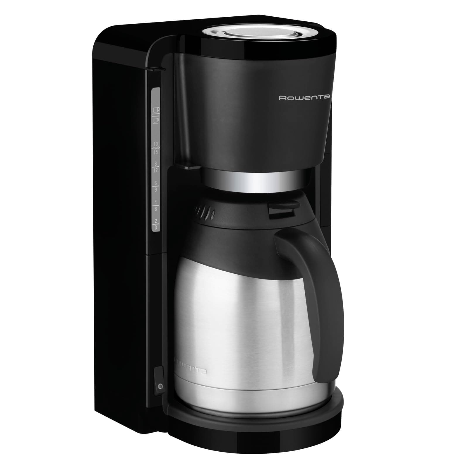 Rowenta CT3818 Filterkaffeemaschine Adagio Milano, Edelstahl- Thermokanne, 10-15 Tassen, Fassungsvermögen 1,25 L, Automatische Abschaltung, 730W-870W, 26 x 21 x 36.5 cm, Schwarz Angebot bei HelloDeals