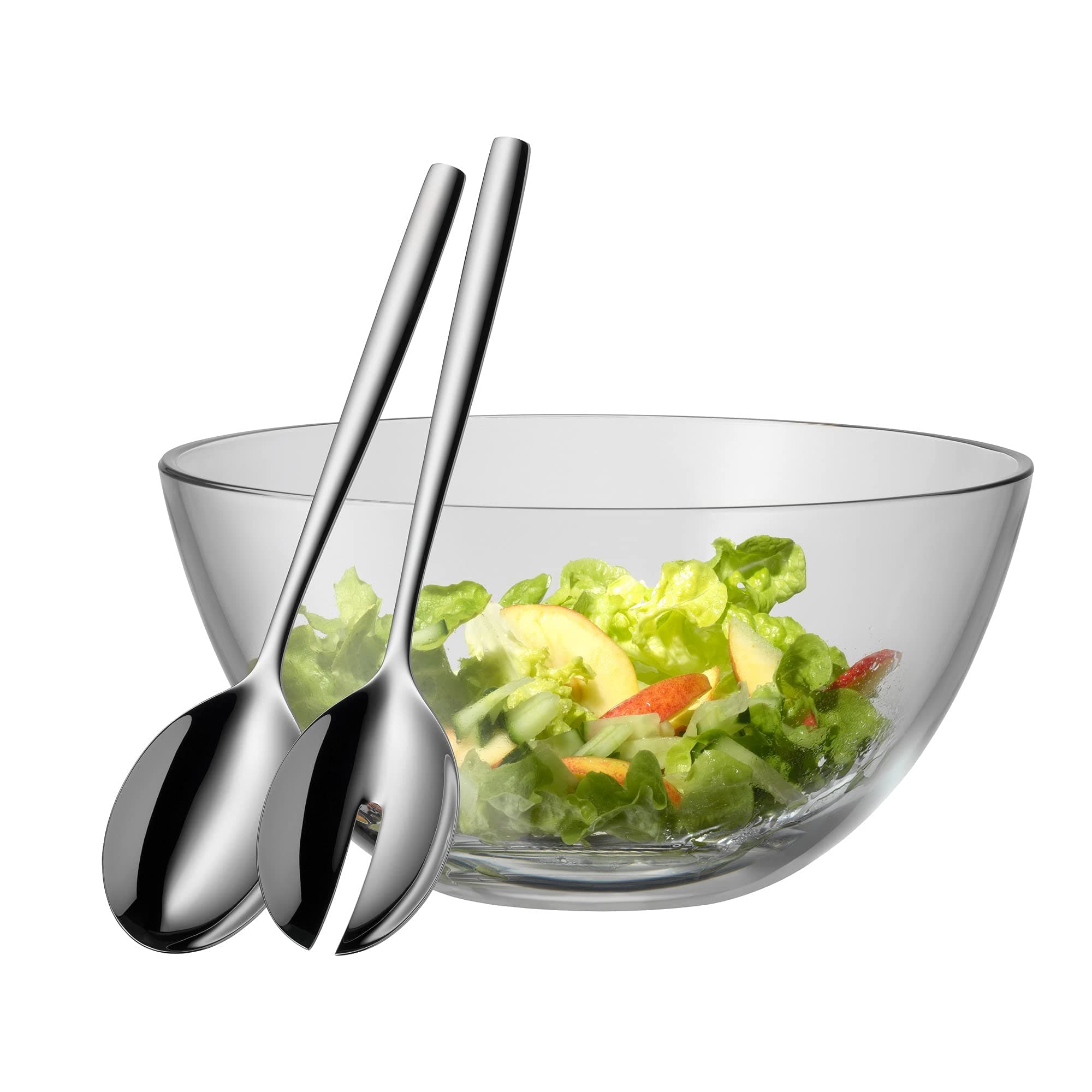 WMF Taverno Salatschüssel Set 3-teilig, Salatbesteck Edelstahl 25 cm mit Salatschale, runde Schale 23,5 cm, Salatschüssel Glas, spülmaschinengeeignet Salatschüssel 23,5 cm Angebot bei HelloDeals