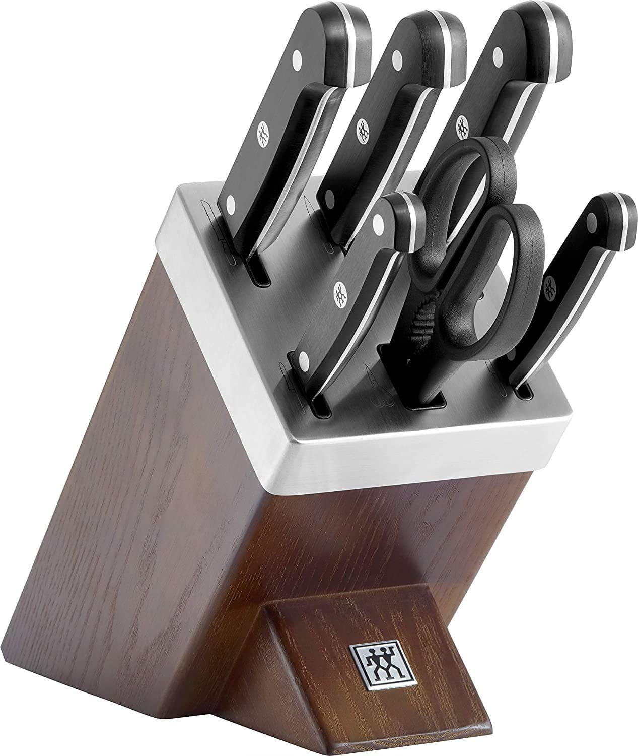 ZWILLING Gourmet Selbstschärfender Messerblock, 7-tlg., Messer und Schere aus rostfreiem Spezialstahl, Kunststoff-Griff, Braun [Made in Germany] Gourmet Braun Angebot bei HelloDeals
