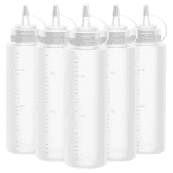 Squeeze Flasche, 5 Stück 250ml 8oz Plastik Quetschflasche Mit Kappen - BPA Frei,Kein Leck Condiment Flaschen für Malen,Backen,Ketchup,scharfe Soße,Olivenöl, Saucenflasche Angebot bei HelloDeals