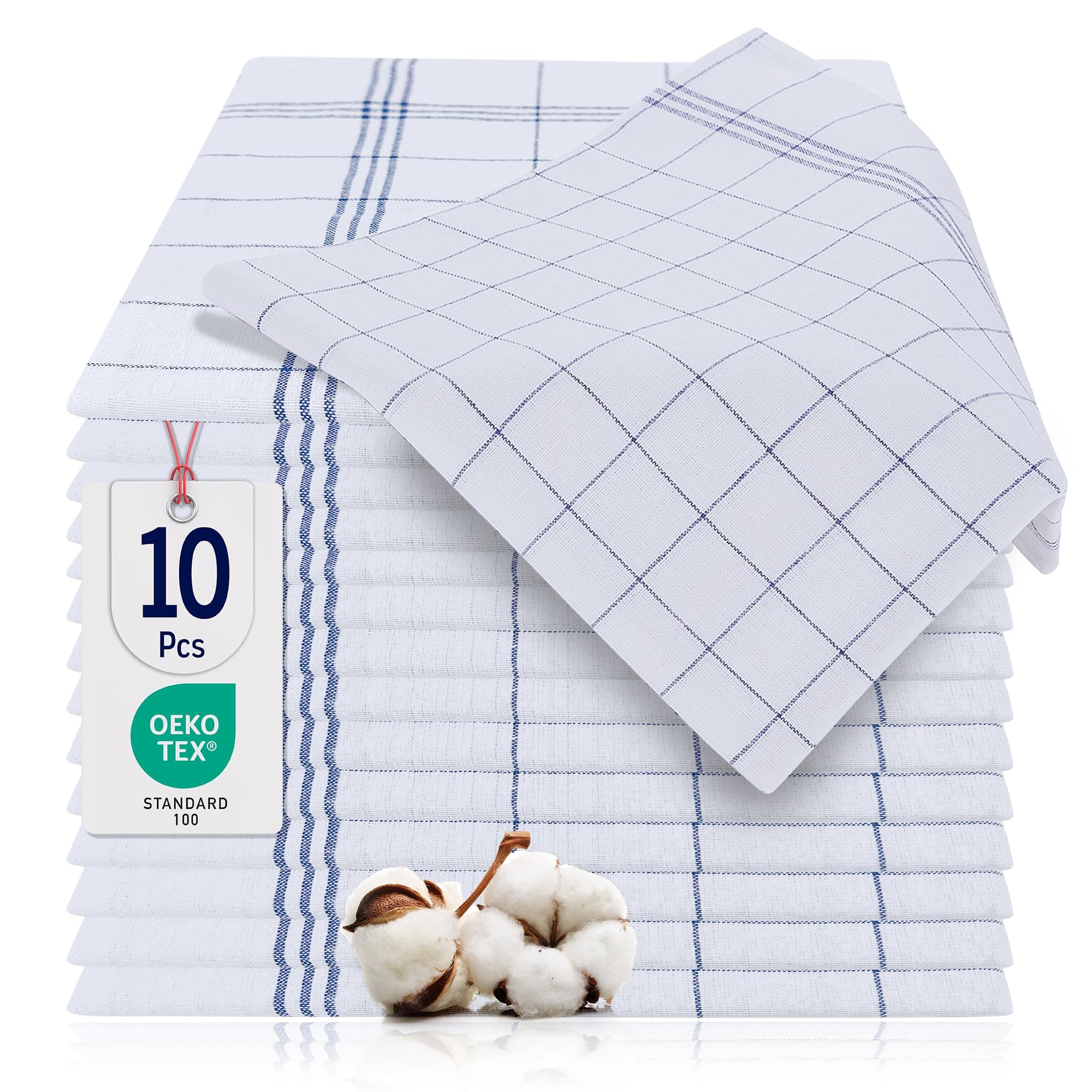 BARBONS Geschirrtücher 10er Set - Baumwolle 50x70 cm - Oeko-TEX Zertifiziert - Küchentextiliensets Trockentücher Küchenhandtücher Küchentücher Geschirrhandtücher Waschbar bis 90 C Blau 10 er Blau Angebot bei HelloDeals