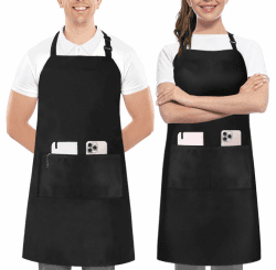 Utopia Kitchen 2er Pack Unisex Grillschürze mit geräumigen Taschen Verstellbare Latzschürzen für Männer und Frauen ideal für Köche Kochen Grillen und Backen Schwarz Angebot bei HelloDeals