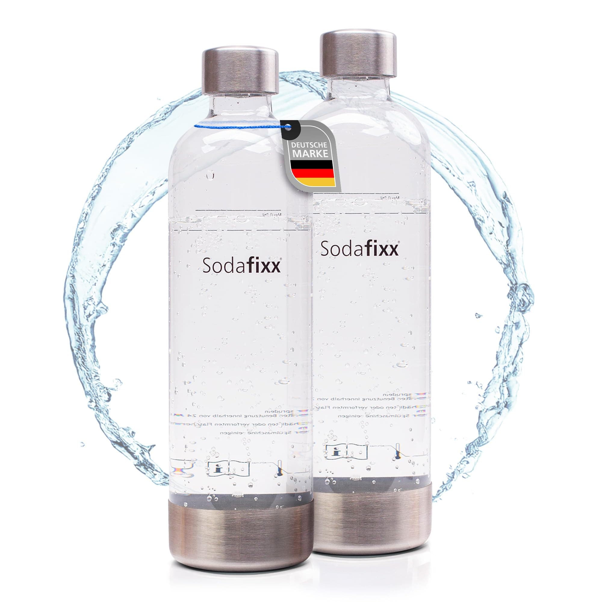 PET Wasserflaschen Doppelpack 2x 0,85L - Ersatzflaschen für Wassersprudler mit Schraubgewinde - kompatibel mit Sodafixx, Aarke Carbonator 2 & 3, Brita SodaONE, Sodapop Cooper & Lucky Moose 2x PET Flaschen Angebot bei HelloDeals