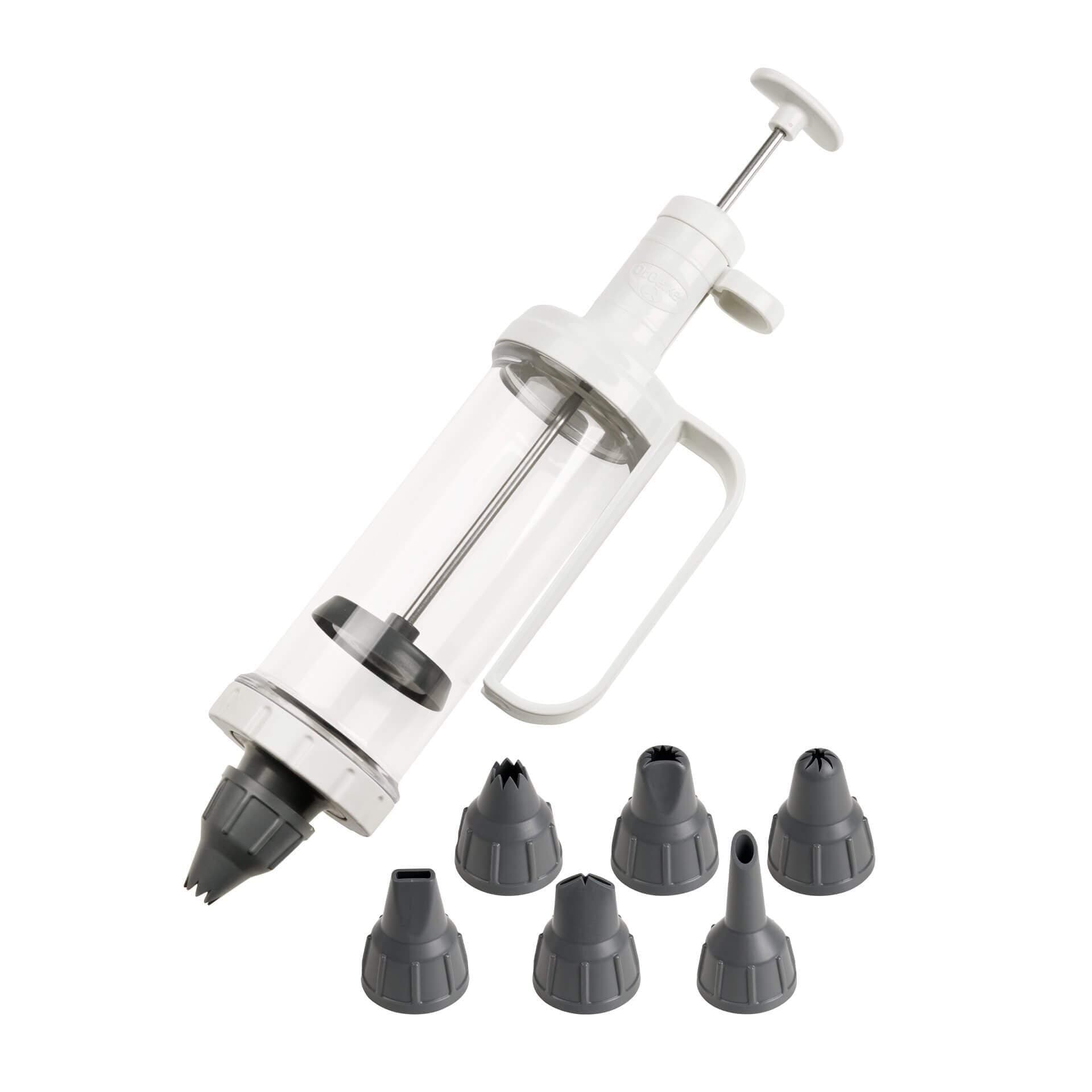 Dr. Oetker Einhand-Garnierspritze für kreative Küchenkünstler – inkl. 6 vielseitige Tüllen, robust & ergonomisch, weiß Angebot bei HelloDeals