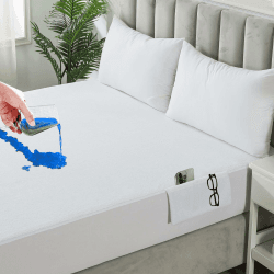 Matratzenschoner, wasserdicht, 160 x 200 cm, Höhe 30 cm, Spannbettlaken, hypoallergen, sehr atmungsaktiv, Schutz gegen Milben und Bakterien 160 x 200 cm Weiß Angebot bei HelloDeals