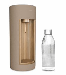 Mysoda: Stilvoller Glassy Wassersprudler aus Holzkomposit und Aluminium (ohne CO2-Zylinder) mit 1-Liter-Glasflasche & BPA-freier 1-Liter-Plastikflasche - Latte Angebot bei HelloDeals