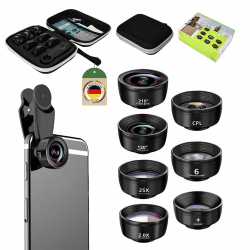 7 in 1 Handy Kamera objektiv，Fischaugenobjektiv 210° Weitwinkel 120° Makroobjektiv (25x) Sternfilter Telephoto, Kaleidoscope,CPL/Star Filter für iPhone und die meisten Smartphones Angebot bei HelloDeals