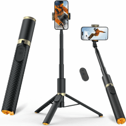Handy Stativ, Schwere Ausführung Selfie Stick mit Fernbedienung, tragbares Reisestativ für Selfies Videoaufnahmen Vlog, 158CM ausziehbarer Stativ für SmartphoneTripod für iPhone Android Samsung Dunkelgoldene Symphonie Angebot bei HelloDeals