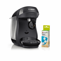 Bosch Tassimo happy friendly Kapselmaschine TAS102EA, über 70 Getränke, geeignet für alle Tassen, Abschaltautomatik, nachhaltig, inkl. Entkalkungstabletten, platzsparend, 1400 W, schwarz Schwarz Inkl. Entkalker Angebot bei HelloDeals