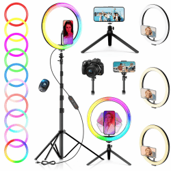 PEYOU 12"/186 cm Selfie Ringlicht mit Stativ Handy,【3-in-1】 Ring Light mit（Tischstativ） 48 RGB-Modi,Dimmbare Handy Stativ mit Ringlicht,stativ für Smartphone für Tiktok YouTube Makeup Fotografie 12inch Angebot bei HelloDeals