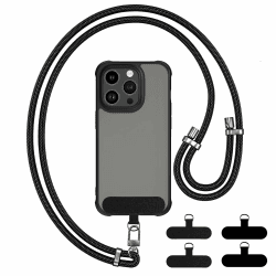 Handykette Universal, Verstellbar Nylon Handyband mit 4 Patches für Damen & Herren, Ohne Hülle, Phone Lanyard für alle Smartphone mit Handyhülle für Outdoor, Reise, Unterweg Schwarz Angebot bei HelloDeals