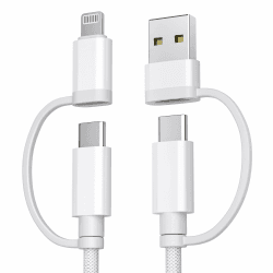 Basesailor Ladekabel für iPhone 17 Pro Max,Multi USB C Charging Cable 1M,4 in 1 Typ C Kabel,USBC Universal Schnellladekabel mit USBA/Lightning Adapter für Apple 16 15 14 13 12 Xr Xs Plus Mini,iPad Air 3.3FT/1M Weiß Angebot bei HelloDeals