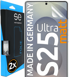 2x se® 3D SCHUTZFOLIE Entspiegelt für Samsung Galaxy S25 Ultra, Anti-Glare, 100% Fingerabdruck & FaceID kompatibel, einfache blasenfreie Installation, Matt, Stoß-Kratzfest TPU, aus Deutschland Galaxy S25 Ultra Matt Angebot bei HelloDeals