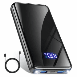 Powerbank 20000mAh, 22,5W USB-C Schnellladefunktion, Tragbarer externer Akku mit LED-Display & Taschenlampe, Universell kompatibel 20000mAh Schwarz Angebot bei HelloDeals