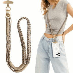 UnnFiko Handykette Universal zum Umhängen mit 1 Stück Universelles Metals Patch,Einstellbar und Abnehmbar Handyband mit jeder Handyhülle，Braun（Telefonhülle Nicht enthalten） Dünnes Seil Braun&grau Angebot bei HelloDeals