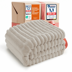 BEDSURE Kuscheldecke Flauschig - Wolldecke & Fleecedecke, Sofadecke, Weiche Warme Grobe Korddecke für Zimmer Deko, Wohn- & Kuscheldecken, Tagesdecke, Beige, 150 x 200 cm 150 x 200 cm Beige Angebot bei HelloDeals