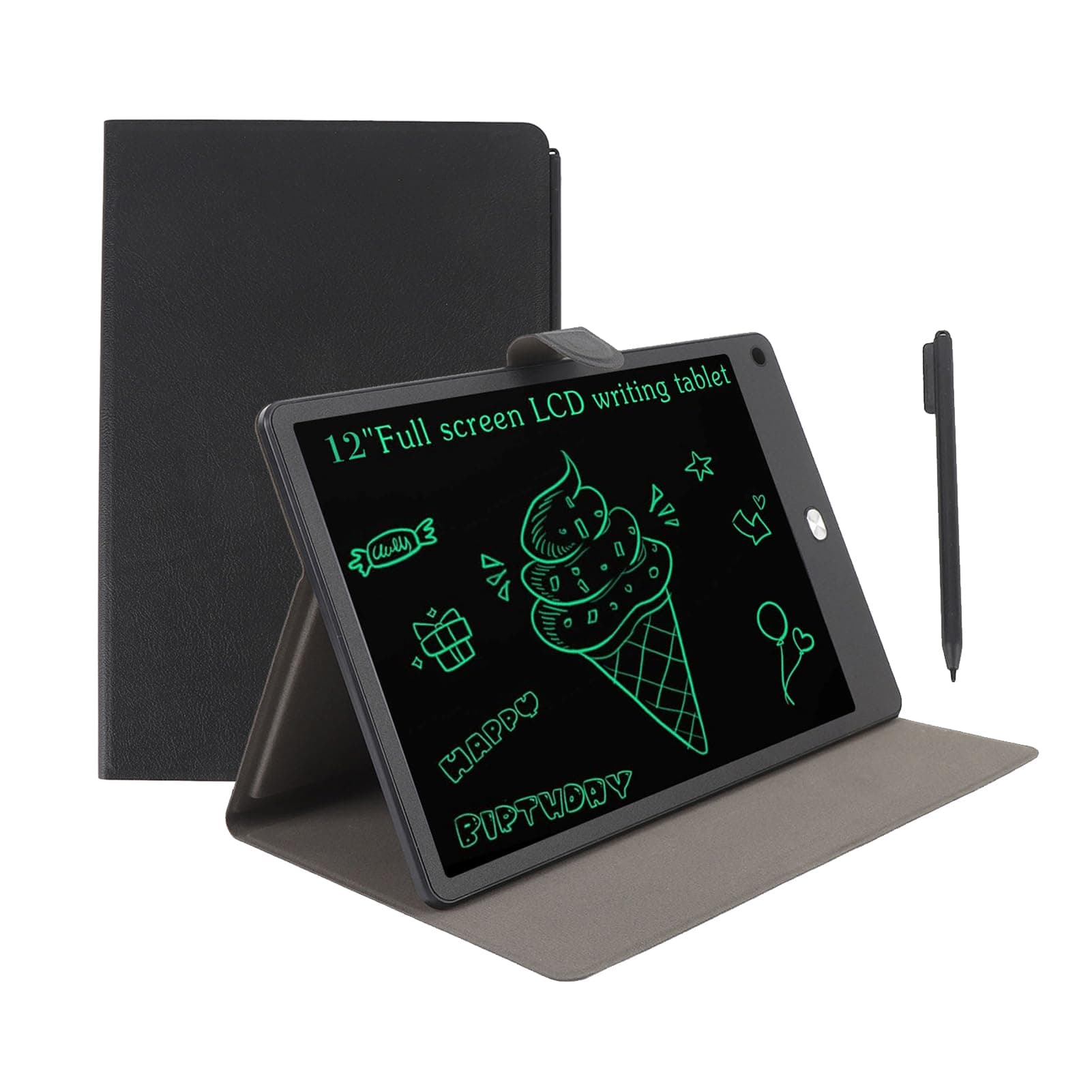 LCD -Tablet für Erwachsene, 12 -Zoll -Vollbild -Zeichnungstablette, Elektrisches Handschriftenpad, Wiederverwendbares Löschen Digitaler Notizblock mit Stift, Pu Case Angebot bei HelloDeals