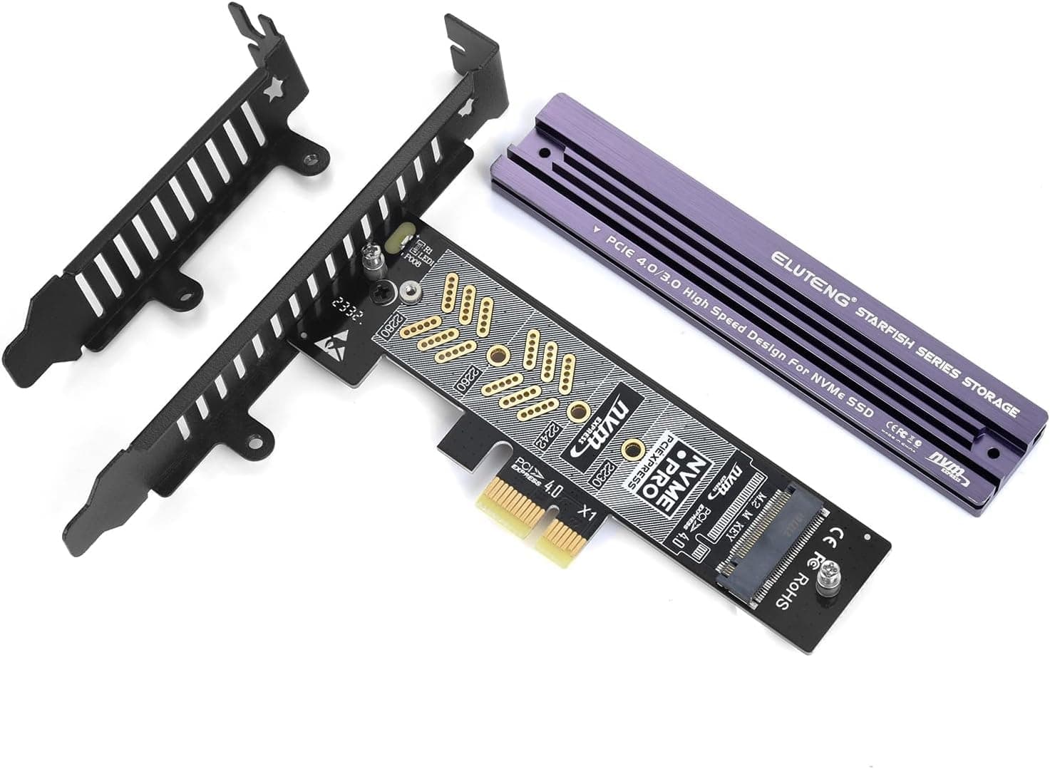 ELUTENG M.2 NVMe zu PCIe 4.0 X1 Adapter Karte, Aluminium-Kühlkörper-Lösung, M.2 SSD PCI Express NVMe Adapter Erweiterungskarte für PCIe 4.0/3.0 X1/X4/X8/X16 und 2230 2242 2260 2280 SSD Purple NVME zu PCIE X1 Angebot bei HelloDeals