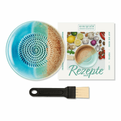 evergrate Keramikreibe im Motiv Ocean mit Küchenpinsel und Rezeptheft Angebot bei HelloDeals