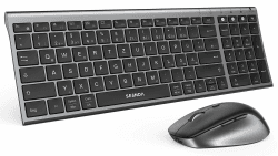 Bluetooth Tastatur mit Maus, SEENDA COE401 Kabelloses Tastatur Maus Set für Windows/Mac/iPad/Android | Ultradünne Metall-Tastatur + Leise Funkmaus | 3 Geräte Verbindung, QWERTZ Layout, Grau Angebot bei HelloDeals