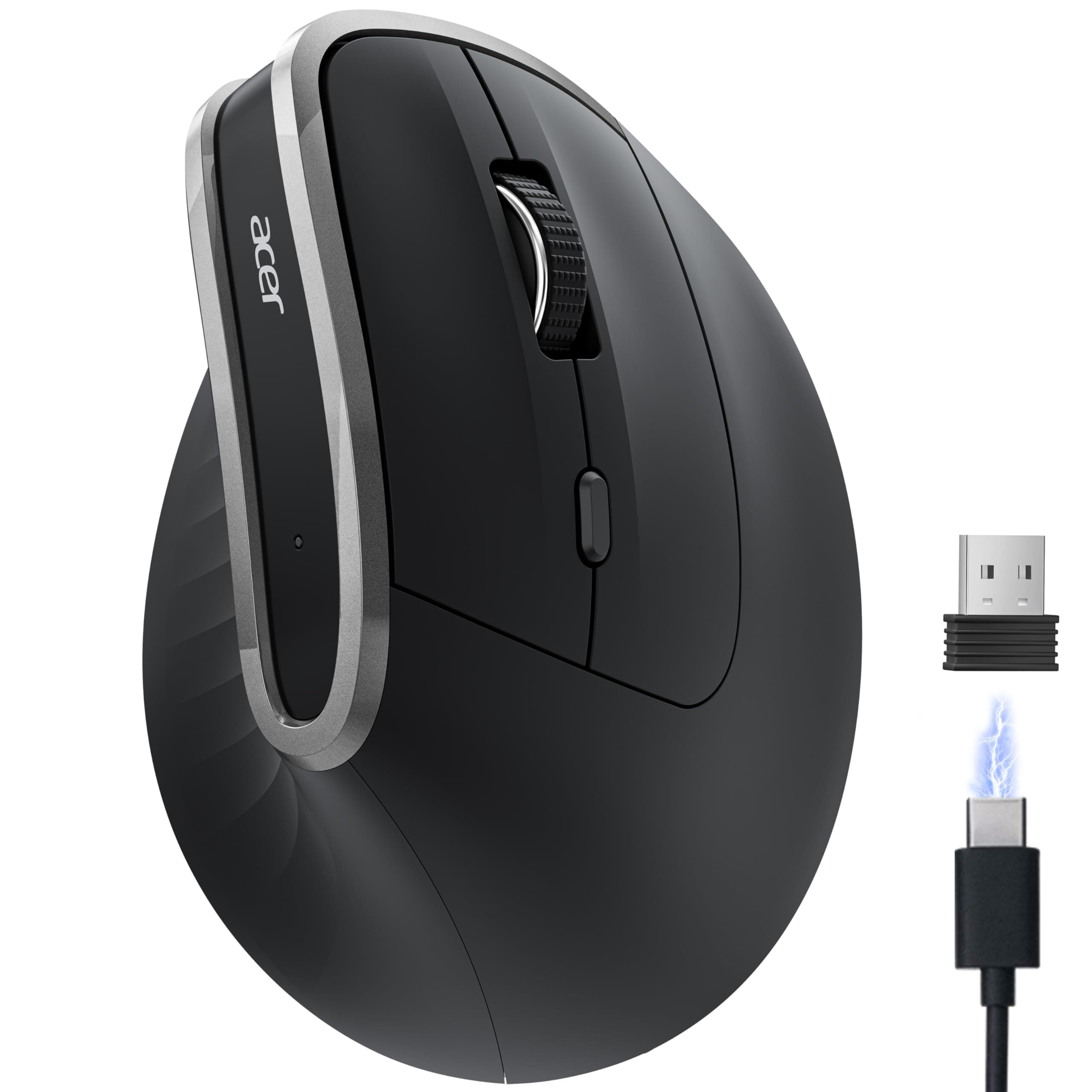 acer 2.4G Ergonomische Maus, Vertikale Optische Maus Kabellos 1600 DPI, Wiederaufladbar Wireless Mouse, Funkmaus mit USB-A Empfänger für PC und Laptops, Kompatibel mit Windows, macOS, Linux usw. Angebot bei HelloDeals