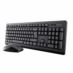 Trust Primo Tastatur Maus Set Kabellos Deutsches QWERTZ Layout, Flachen Tasten, Spritzwassergeschützt, Beidhändig Funkmaus, EIN USB-Empfänger, Kabellose Tastatur für PC Computer Laptop Mac Kabellos Schwarz Angebot bei HelloDeals