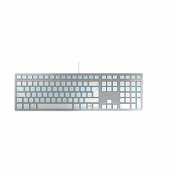 CHERRY KC 6000C FOR MAC, Kabelgebundene Mac-Tastatur (USB-C Anschluss), Deutsches Layout (QWERTZ), Flüsterleise Tasten, Flaches Design, Weiß-Silber Deutsches Layout - QWERTZ USB-C Anschluss Angebot bei HelloDeals