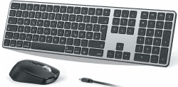 OMOTON Tastatur Maus Set Kabellose für MacBook Air/MacBook Pro/iMac/iMac Pro/Mac mini, Bluetooth Funktastatur QWERTZ mit Maus Wiederaufladbar, Multi-Gerät, Ergonomisch, Leises Tippen, DE Layout Raumgrau Angebot bei HelloDeals