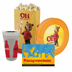 Kinder Geschenkfilmdose : 3 in 1 Kino zum Verschenken mit 1x Kinogutschein sowie Gutscheinen für 1x Softdrink und 1x Popcorn-Gutschein für jeden Anlass Angebot bei HelloDeals