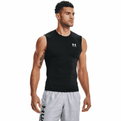 Under Armour Herren HeatGear Kompressions-Baselayer-Weste, Black/White L Schwarz Angebot bei HelloDeals